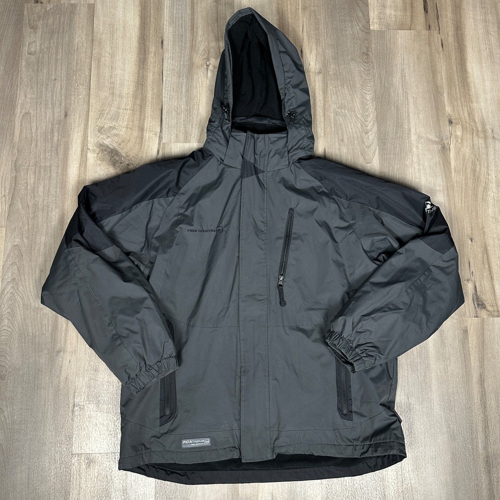 Free Country FCXtreme Mens L Fleece Lined Hooded Rain Jacket Black Waterproof